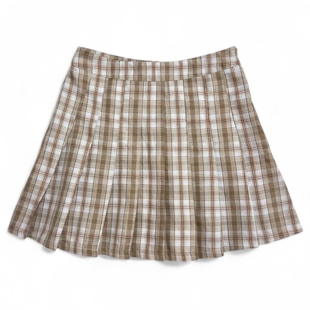 Mable Brown Plaid Pleated Mini Skirt Size S School Girl Fall‎ Skirts